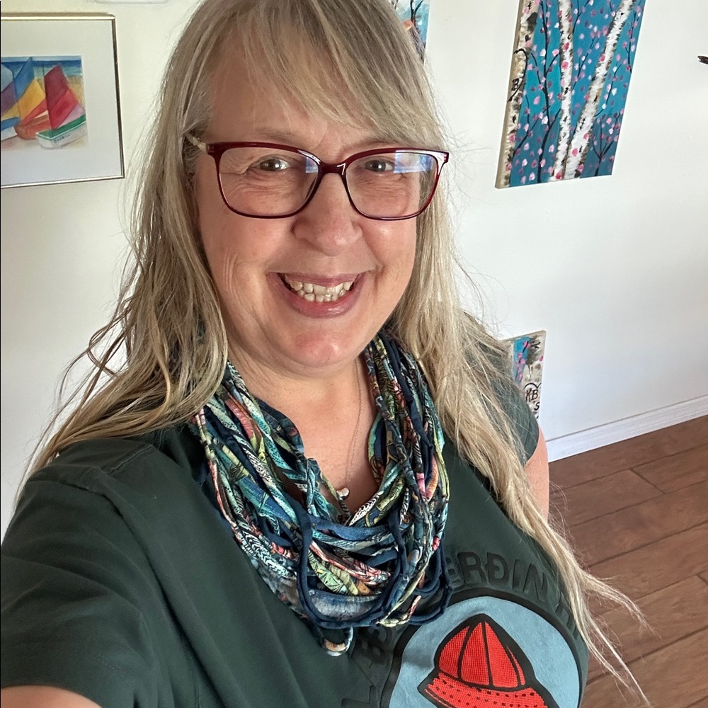 Multi-Strand Blue Patterned Fabric Infinity scarf… - image 4